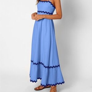 Light Blue Maxi Dress with Darker Blue Accents